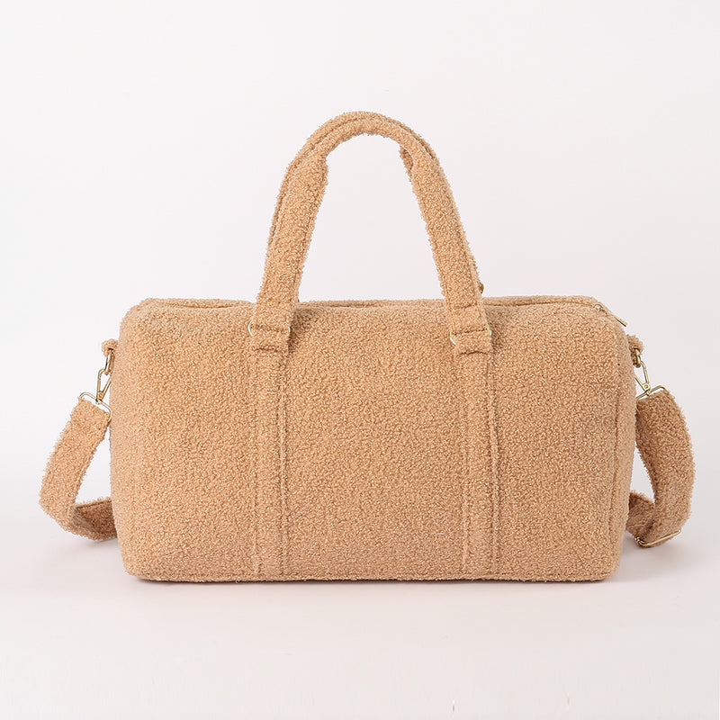 Backper Columba Furry Teddy Sherpa Weekender Duffle — Brown
