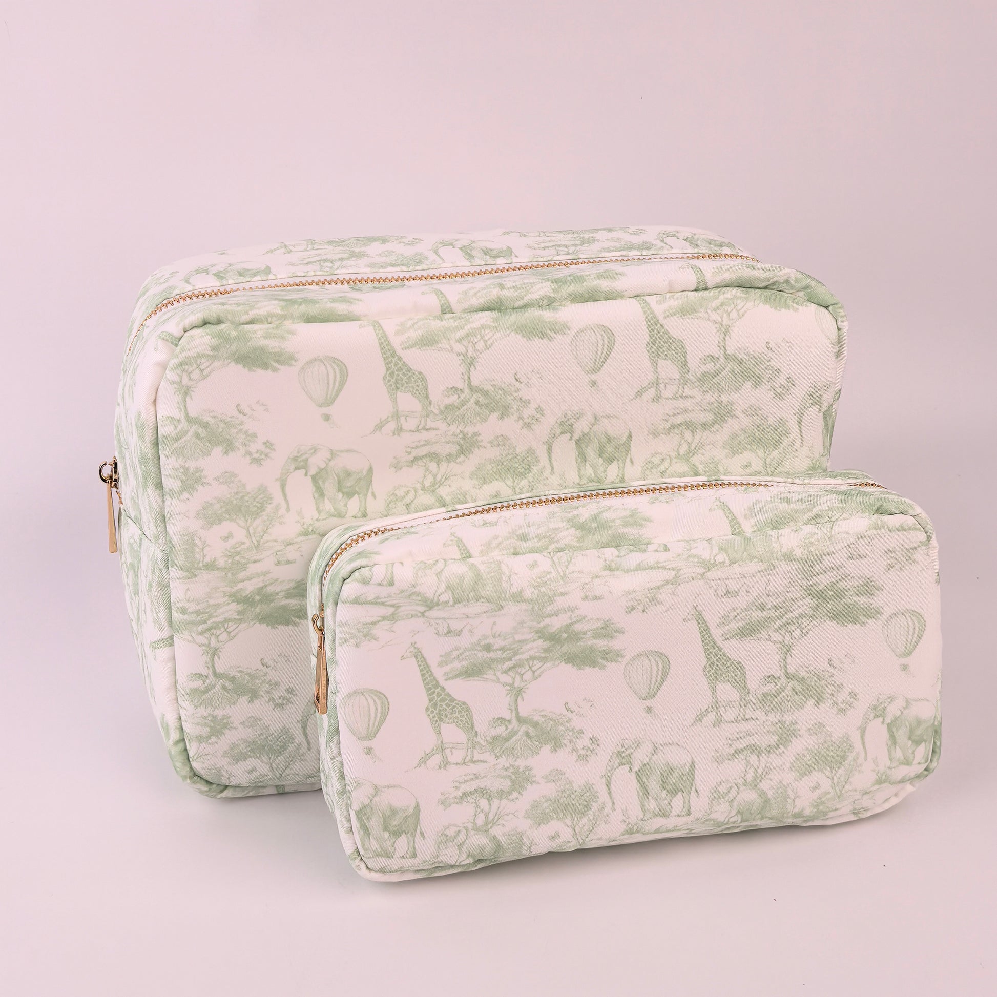 Backper Pavo De Jouy Toile Print Zip Pouch — Green Toile