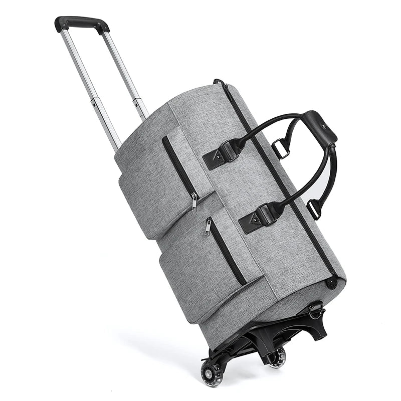 Mingao 233028-0 Wheeled Foldable Garment Travel Duffle Bag - Grey