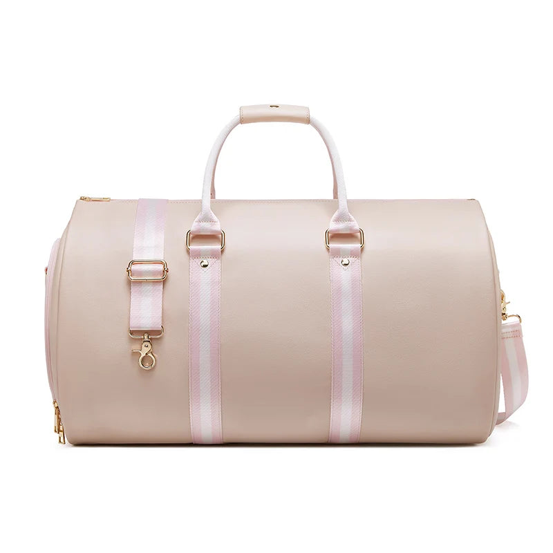 Mingao 233027 Waterproof PU Leather Garment Duffle Bag - Pink