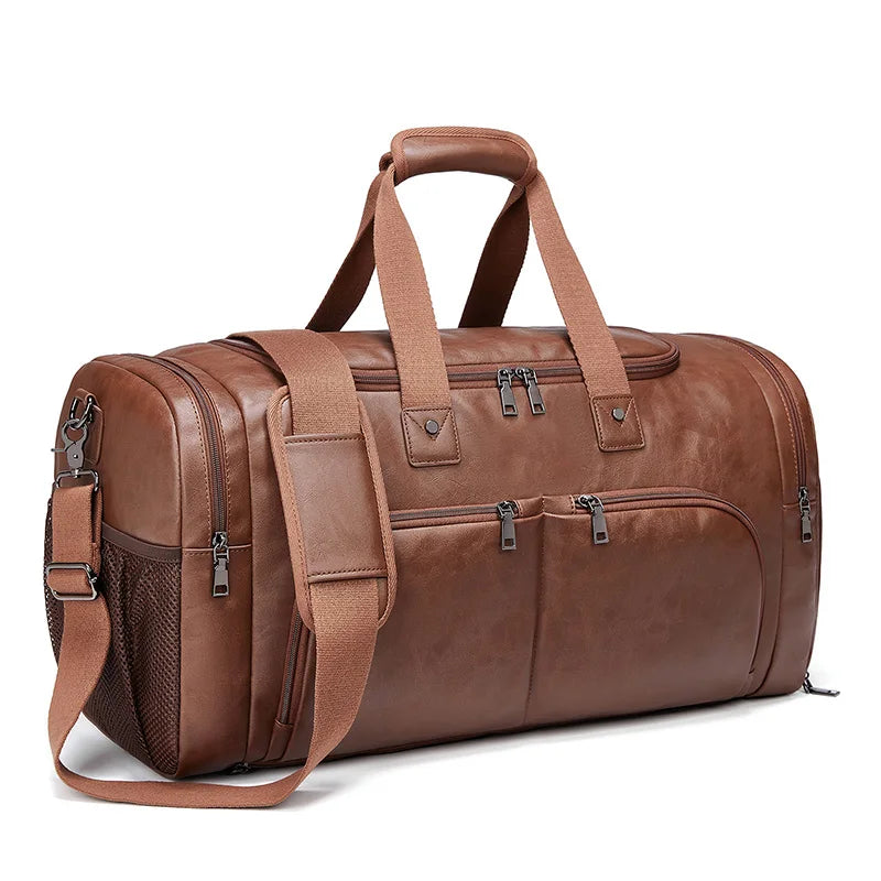 Mingao 401 PU Leather Business Travel Duffle Bag with Shoe Compartment