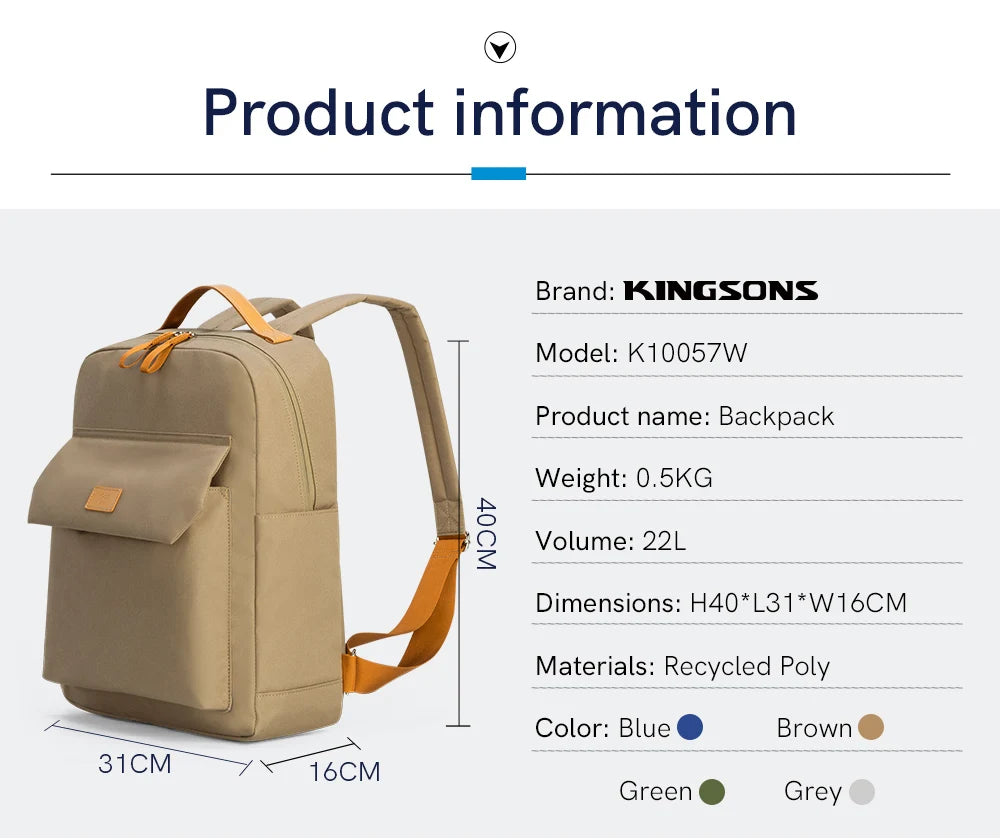 Kingsons K10057W RPET Recycled School Backpack