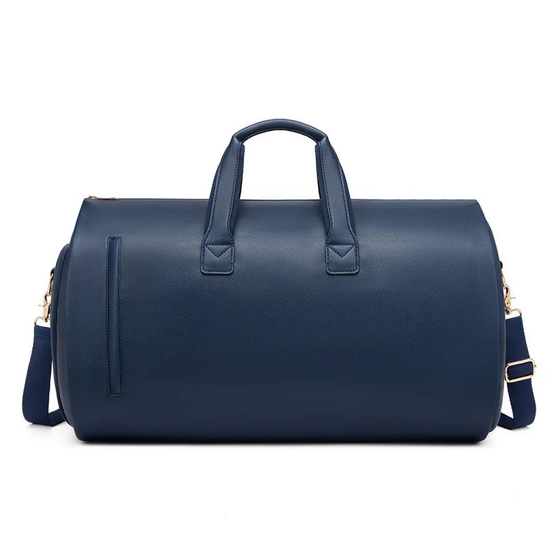 Mingao 209 PU Leather Gym Travel Duffle Bag with Shoe Compartment - Blue