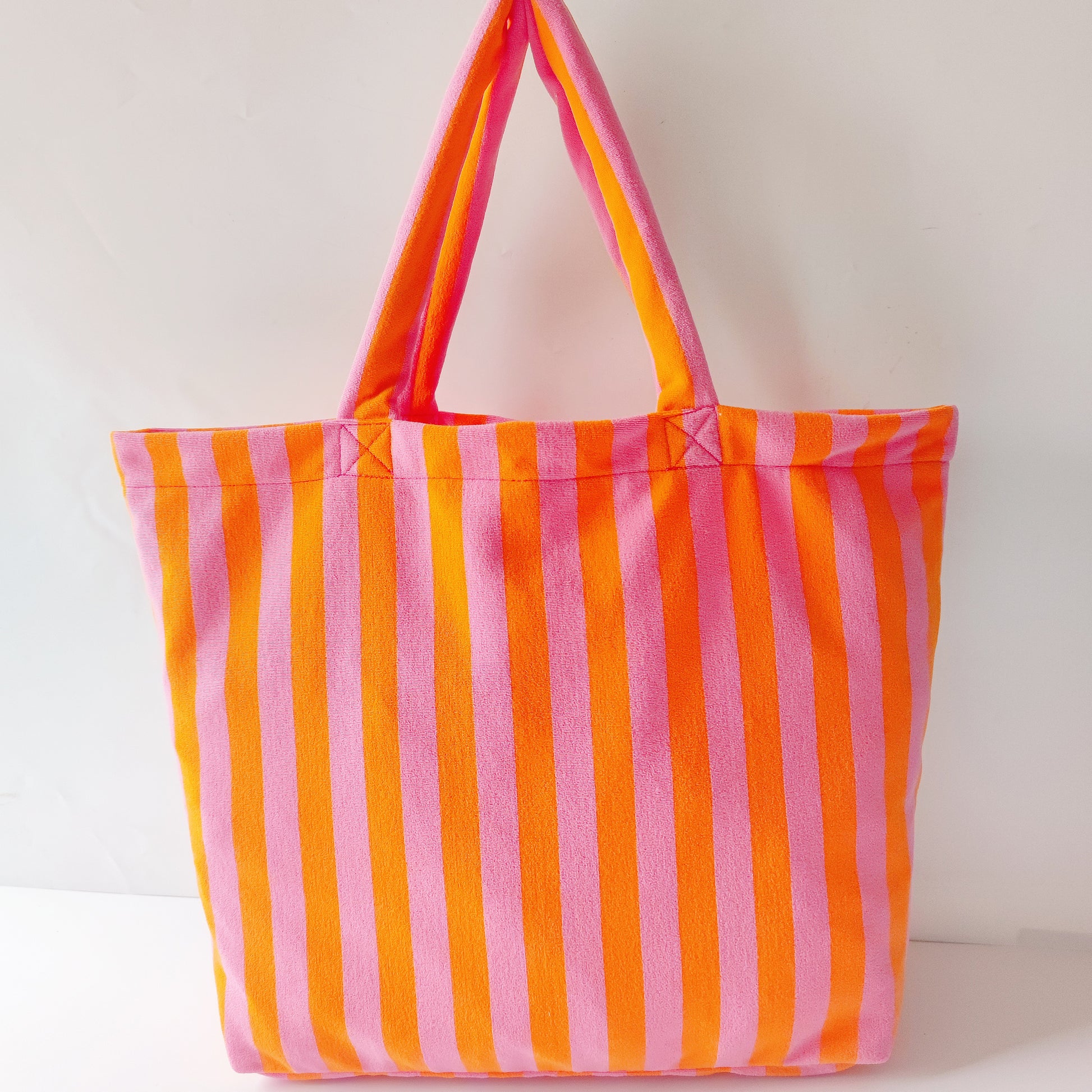 Backper Cassiopeia Cabana Striped Terry Beach Towel Tote — Orange Stripe