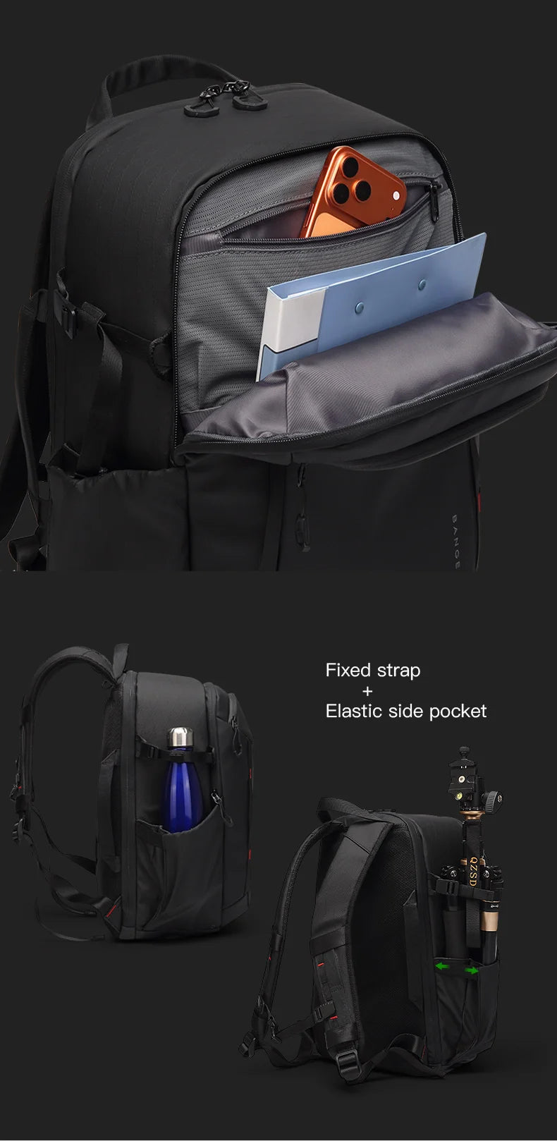 Bange XJ326 Luxury Camera Backpack - Side Pockets Access
