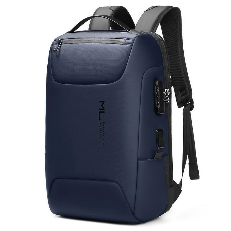 Mingao 22087 Anti-Theft USB College Laptop Backpack - Blue