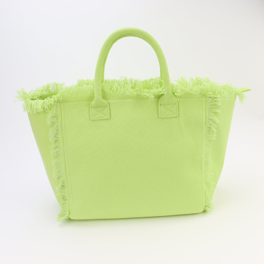 Backper Pavo Fringe Canvas Shopping & Beach Tote — Green
