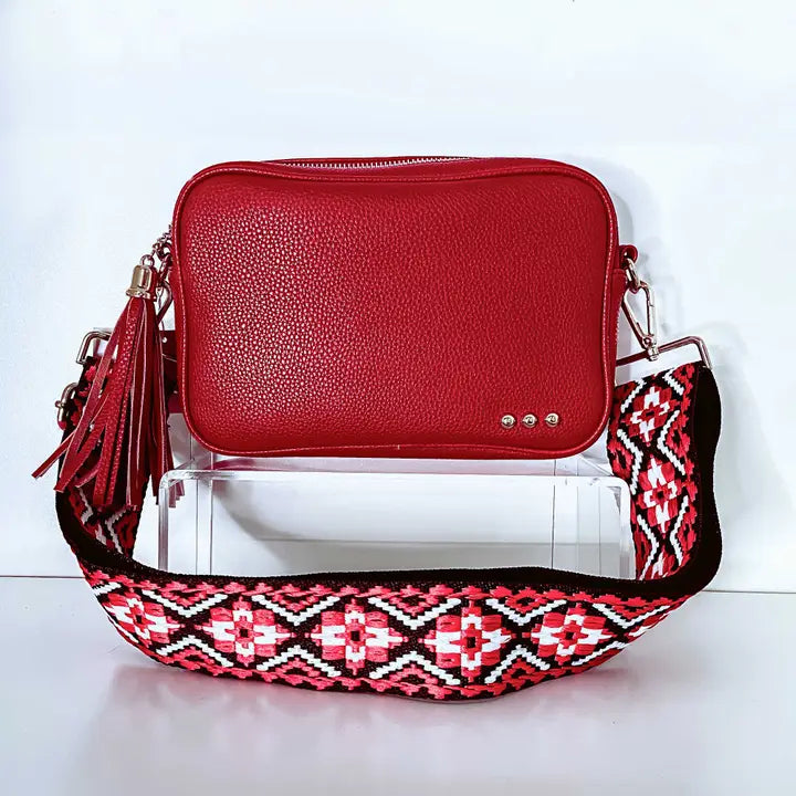 Backper Mensa Vegan Leather Crossbody Camera Bag — Red