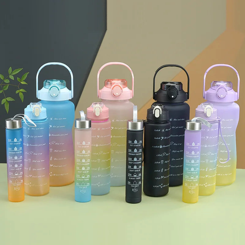 Motivational Sports Water Bottle 3-Piece Set – 280ml + 900ml + 2000ml – 2