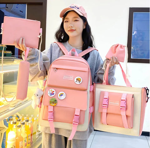 Vintage Cartoon Nylon 6-Piece Student School Set (Marigold SJ8059SCH) Senjia