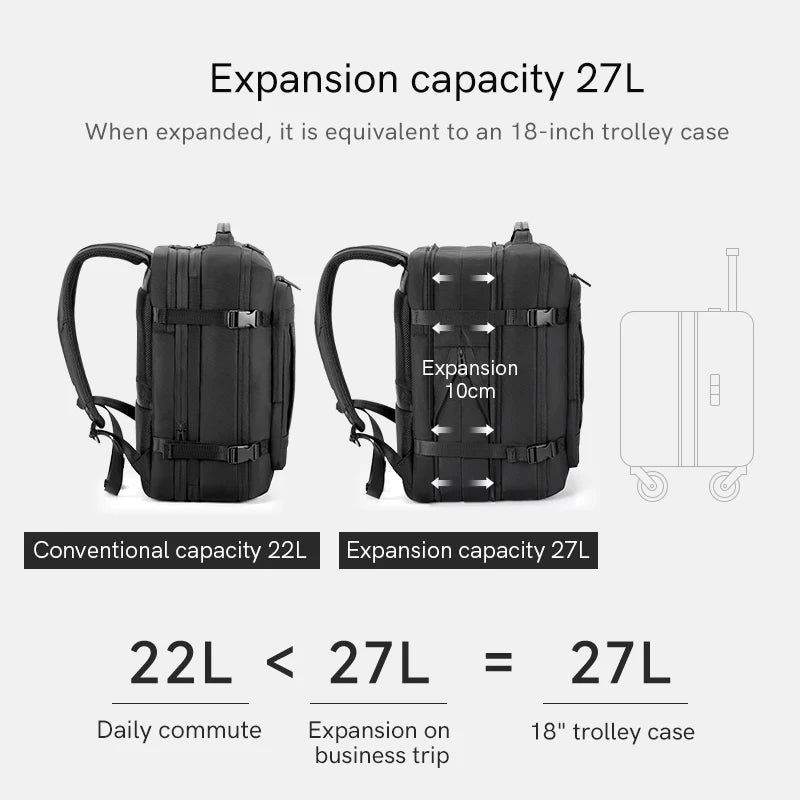 Kingsons USB charging travel backpack — interior compartment