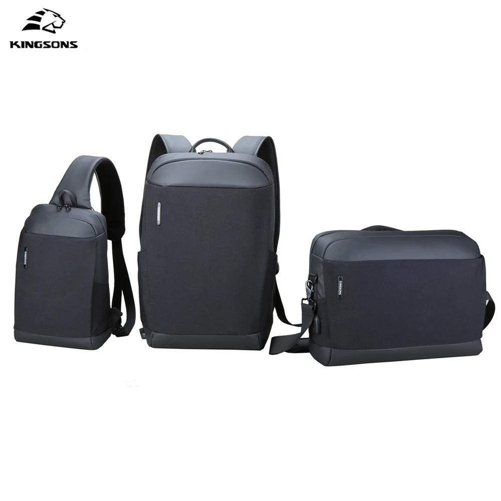 Kingsons men's anti-theft school backpack — interior compartment
