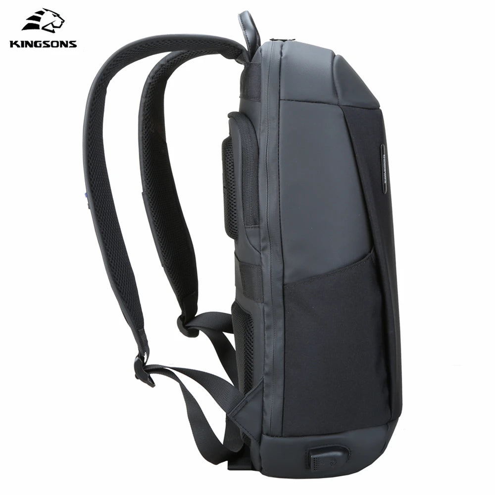 Kingsons men's anti-theft school backpack — back panel