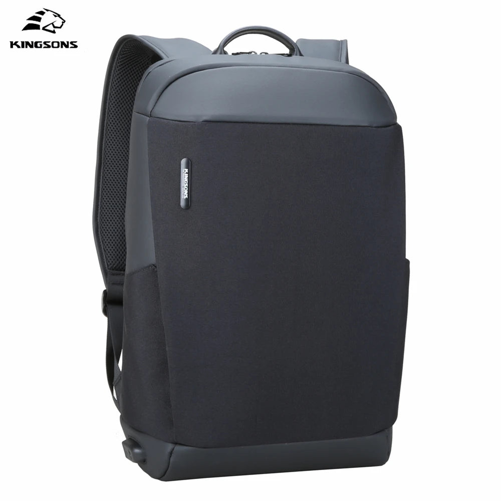 Kingsons men's anti-theft school backpack — front view