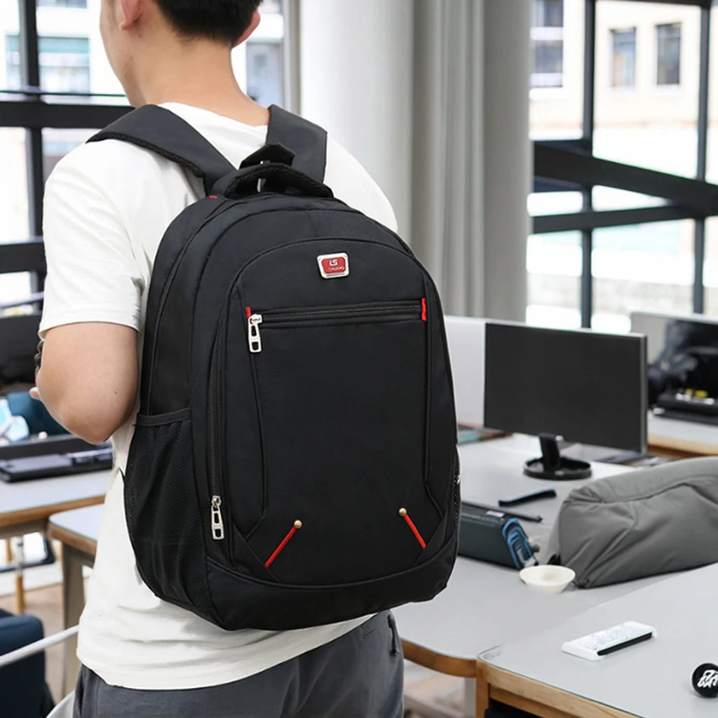 Erinome school laptop backpack in black, worn