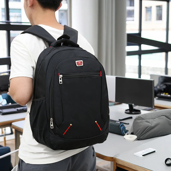 Erinome school laptop backpack in black, worn