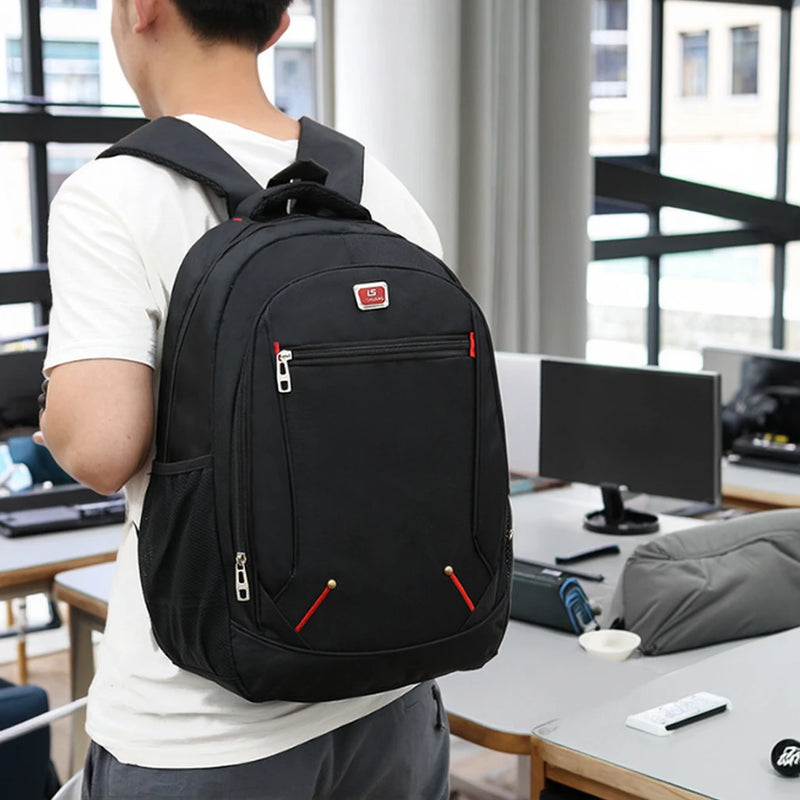 Erinome school laptop backpack in black, worn