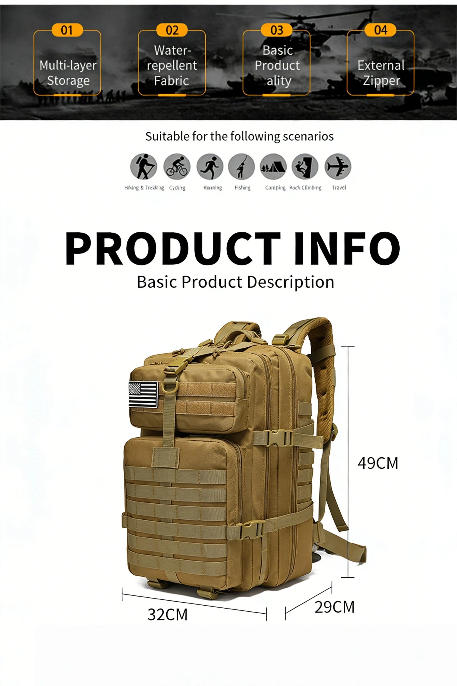 Hong BM-24M794 30L Waterproof Camouflage Tactical Hiking Backpack - detail 2
