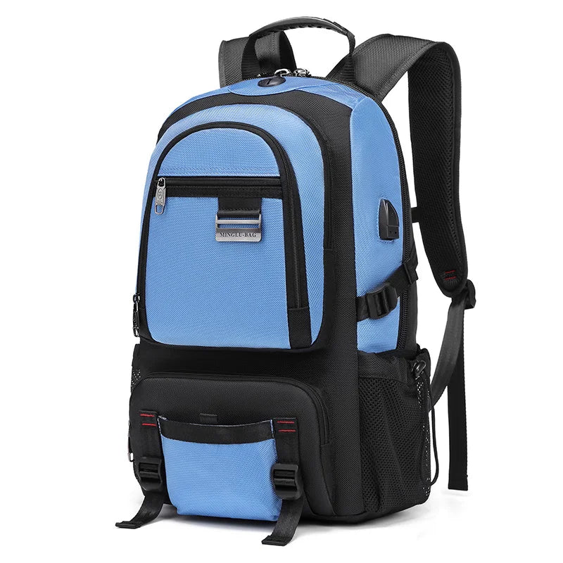 Mingao 9109XL USB Outdoor Travel Laptop Backpack - Blue