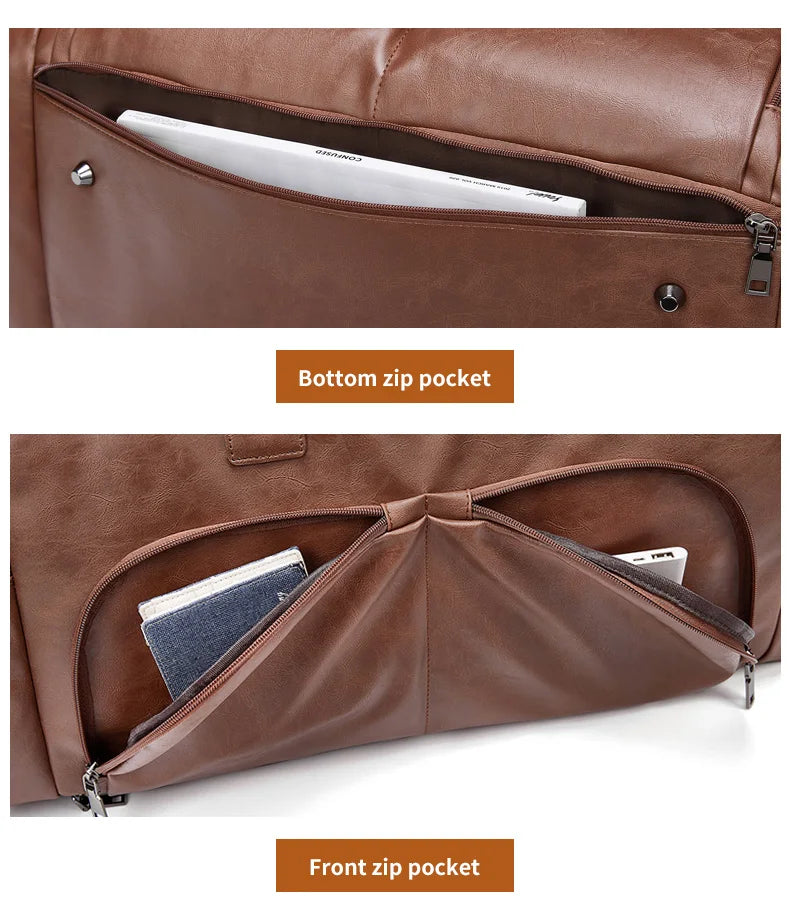 Mingao 401 PU Leather Business Travel Duffle Bag with Shoe Compartment - detail 4