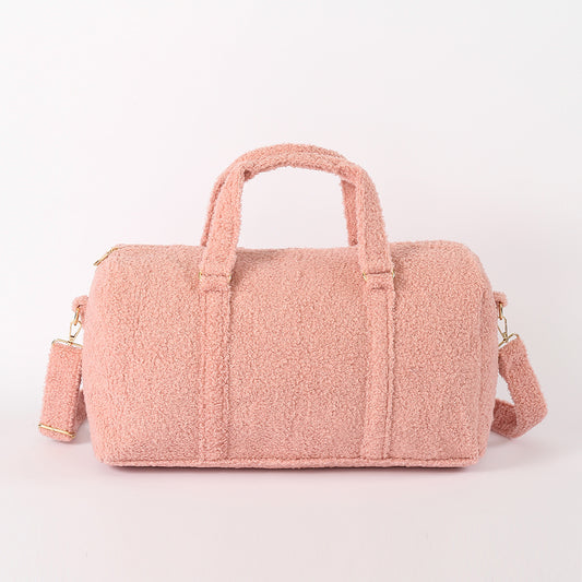 Backper Columba Furry Teddy Sherpa Weekender Duffle — Pink