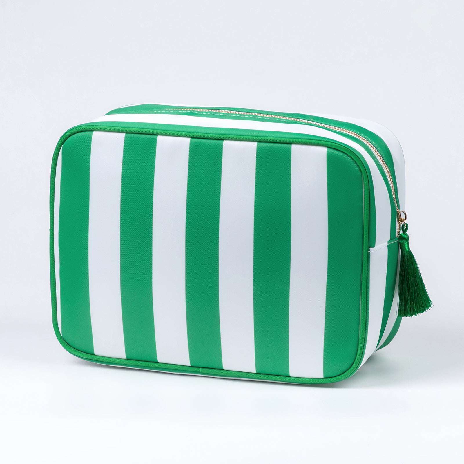 Backper Electra XL Striped Storage & Cosmetic Bag — Green