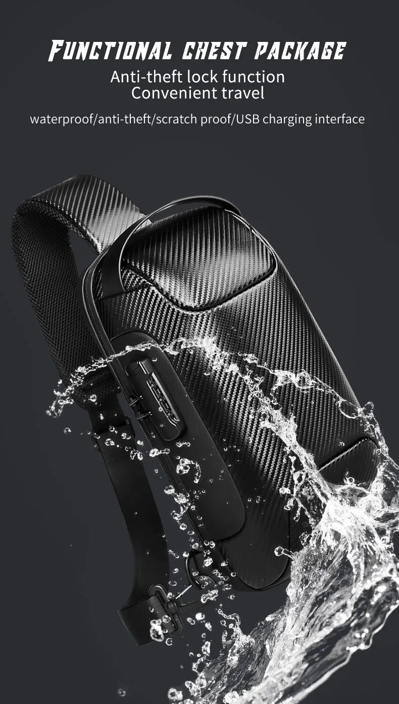 Mingao 22085-P Carbon Fiber Waterproof Crossbody Sling Bag - detail 1