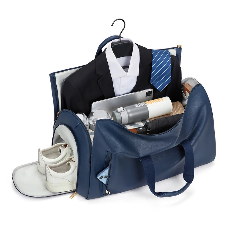 Mingao 209 PU Leather Gym Travel Duffle Bag with Shoe Compartment