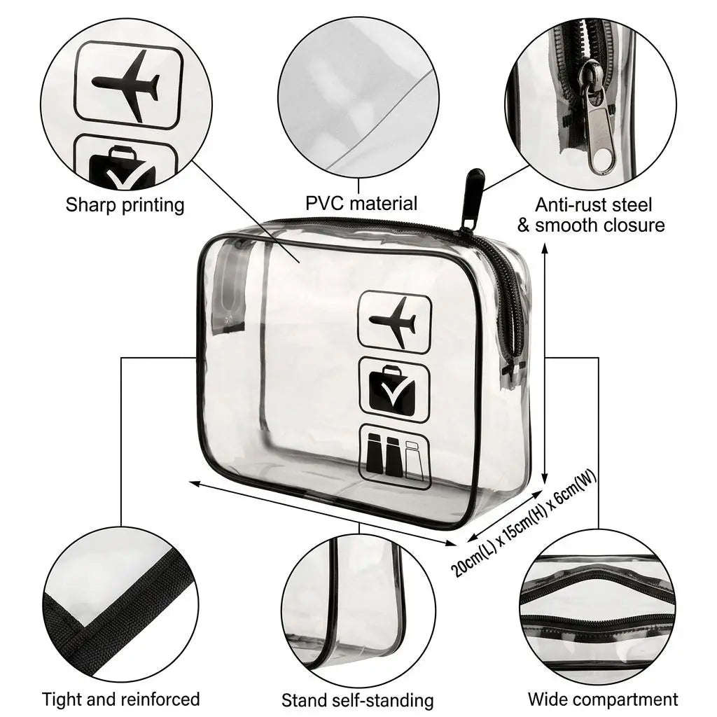 Backper Antlia Clear TSA Toiletry Bag — detail view