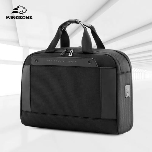 Kingsons men's USB charging laptop backpack — front view
