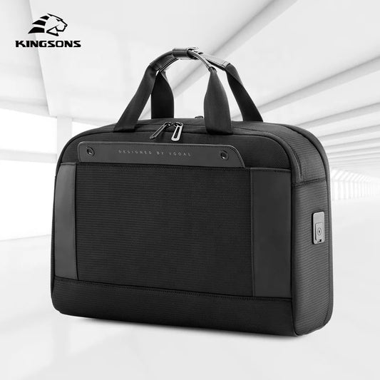 Kingsons men's USB charging laptop backpack — front view