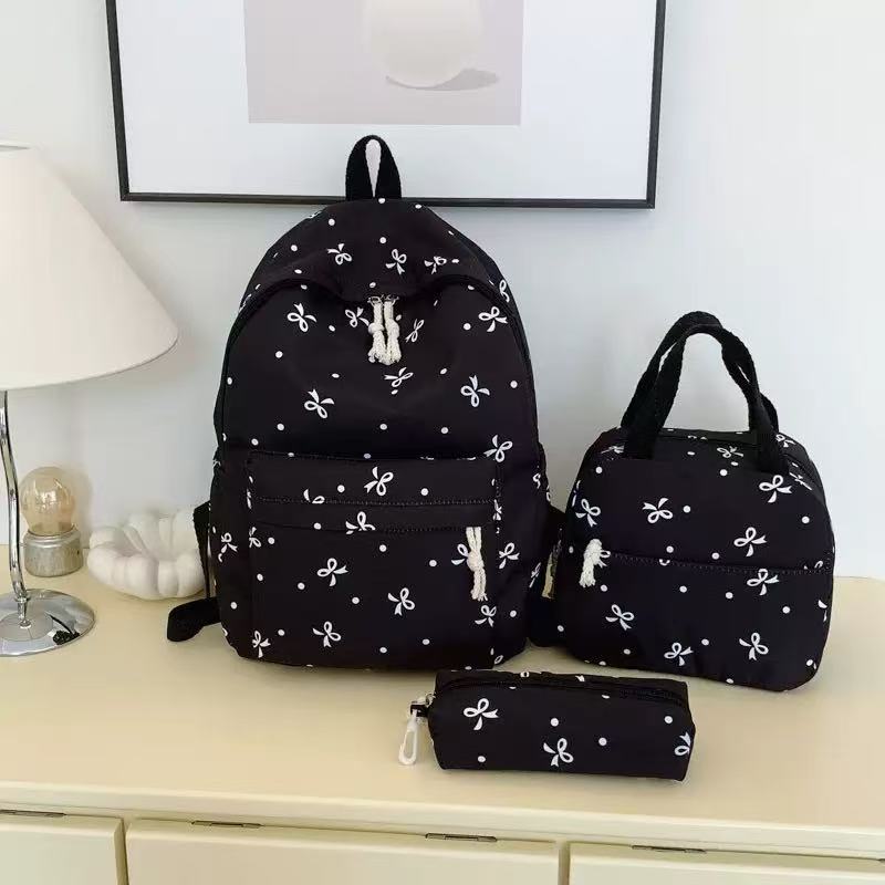 3-Piece Set College Student Backpack - Black - Sycorax SJ8521SCH Senjia