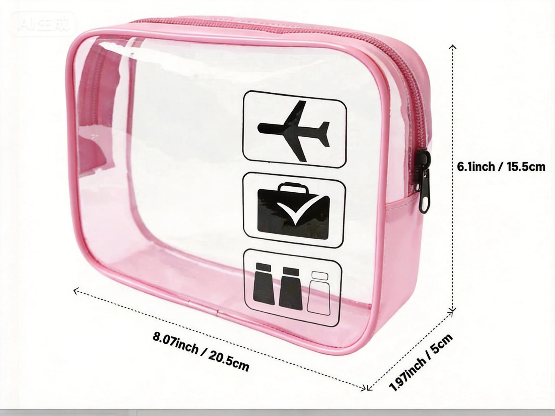 Backper Antlia Clear TSA Toiletry Bag — Pink