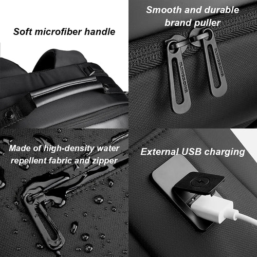 Kingsons USB charging travel backpack — front view