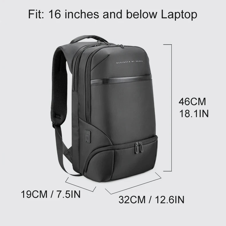 Kingsons USB charging travel backpack — back panel