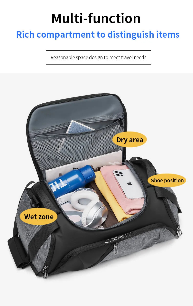 Mingao 1918 Waterproof Sports Gym Duffle Bag with Shoe Compartment - detail 3