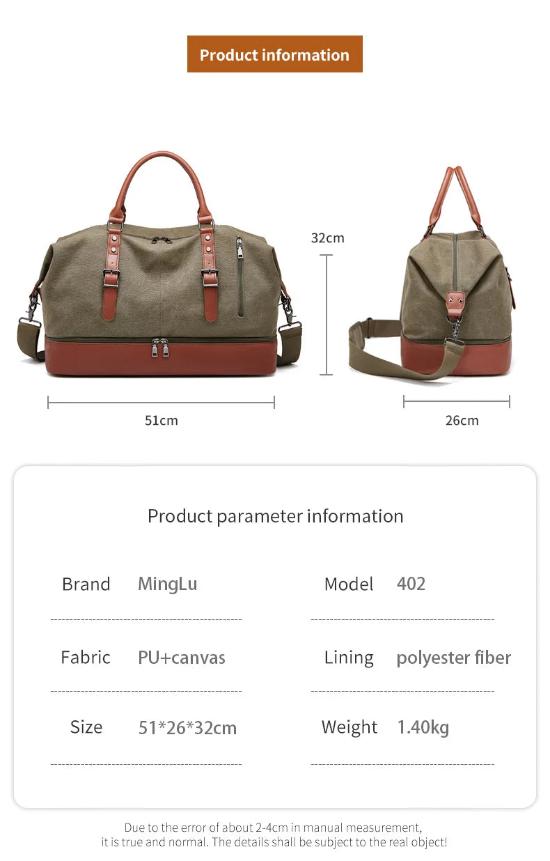 Mingao 402 Vintage Canvas Travel Duffle Bag - detail 5