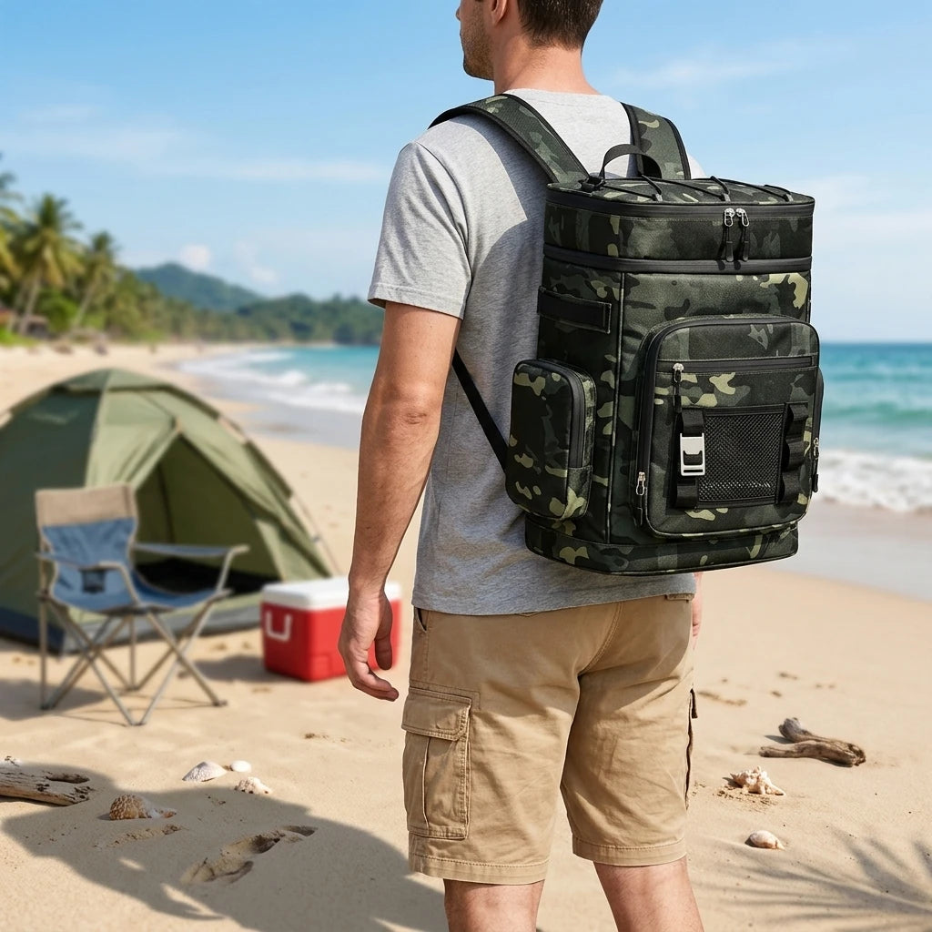 Keman KMA675-1 30L Camo Camping Cooler Backpack