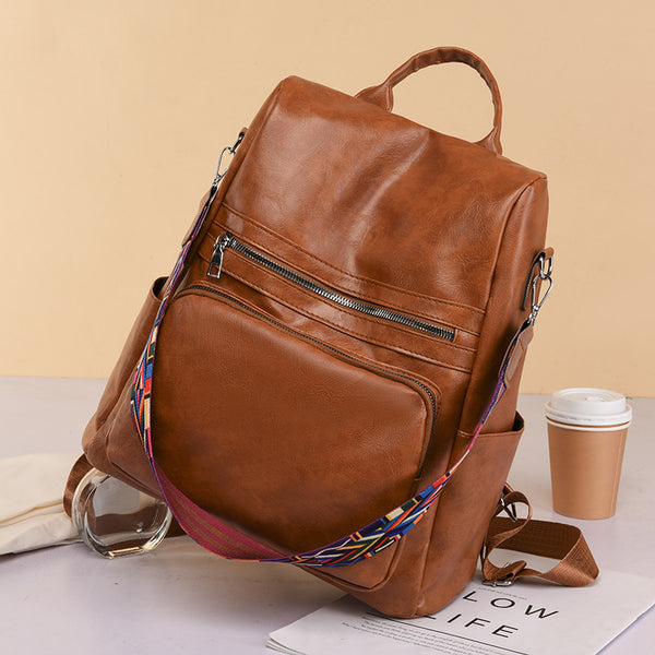 Retro PU Leather Backpack for Women Peridot main