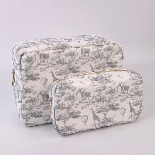 Backper Pavo De Jouy Toile Print Zip Pouch — Grey Toile