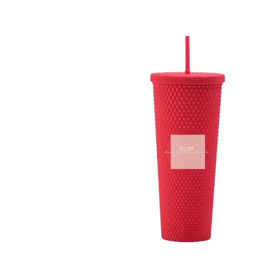 24oz Diamond-Cut Plastic Thermal Mug with Straw and Lid – 2