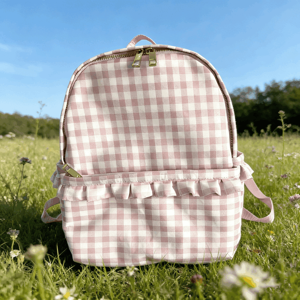 Backper Cygnus Gingham Ruffle Nylon Backpack — Pink Gingham