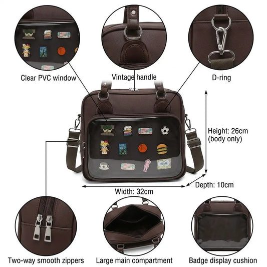 Backper Virgo Ita Badge Display Shoulder Bag — window detail