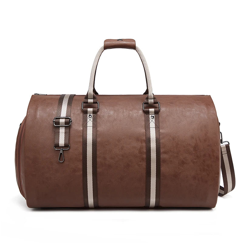 Mingao 233027 Waterproof PU Leather Garment Duffle Bag - Brown