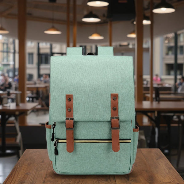 Mneme vintage canvas backpack in light green