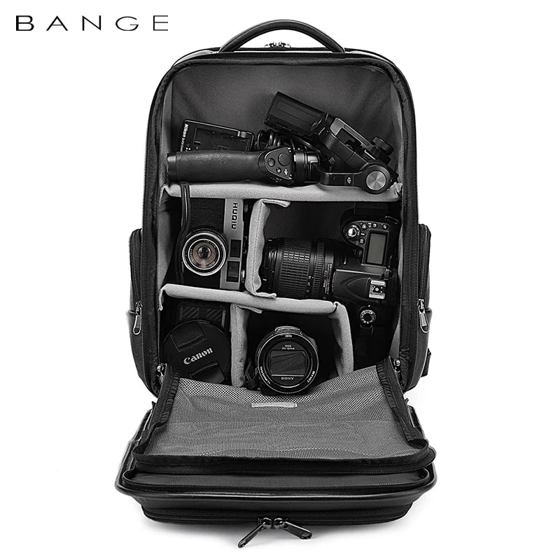 Backper Vortex Laptop PU Leather Camera Backpack — interior compartment
