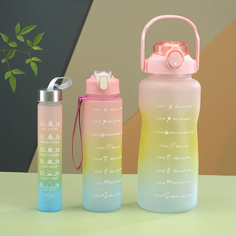 Motivational Sports Water Bottle 3-Piece Set – 280ml + 900ml + 2000ml – 12