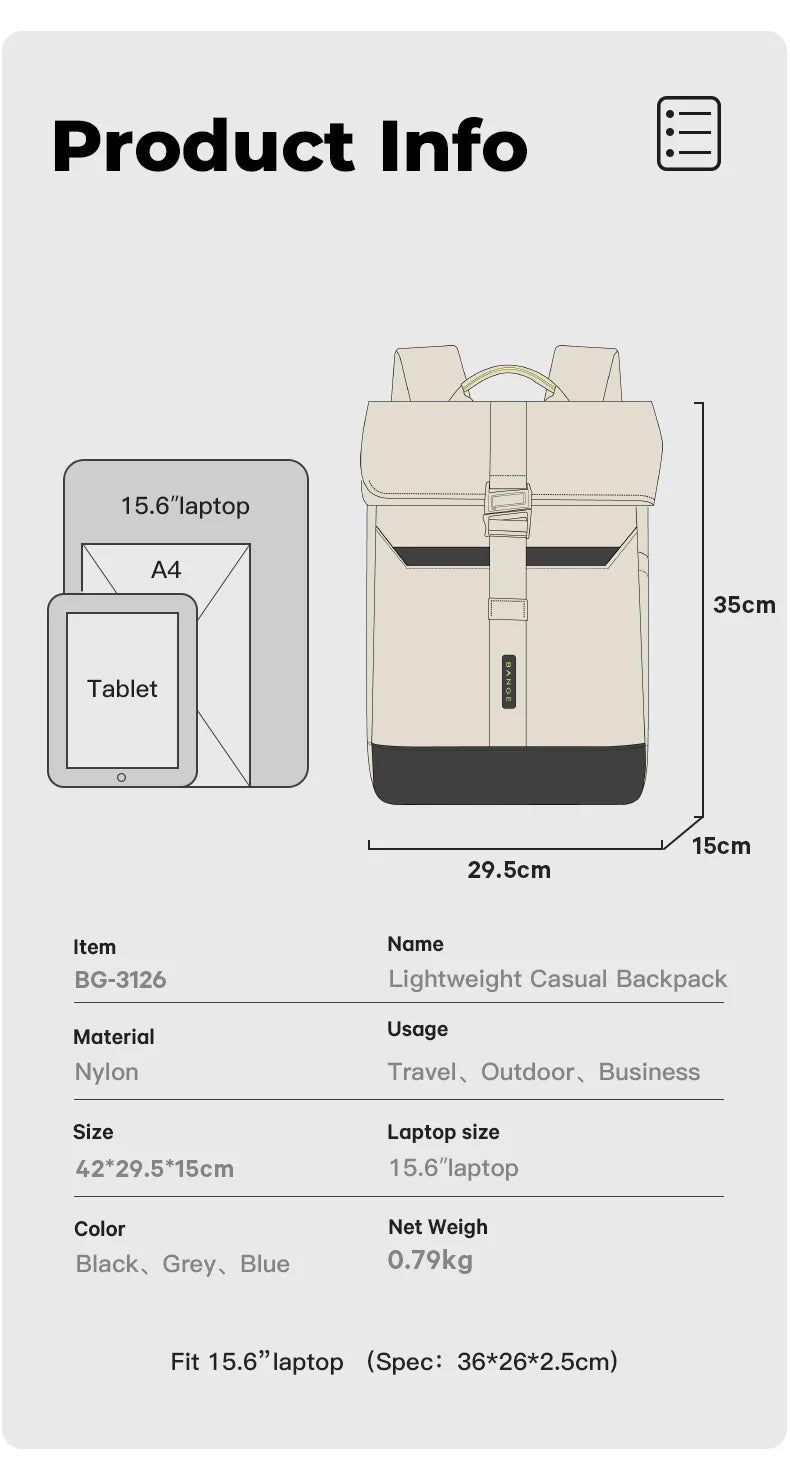 Bange Leo 3126 Roll-Top Polyester Backpack