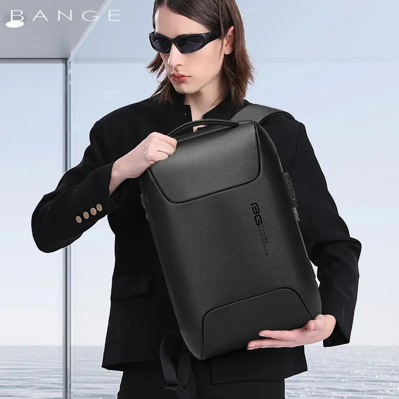 Backper Cipher Anti-Theft PU Leather Backpack — side detail