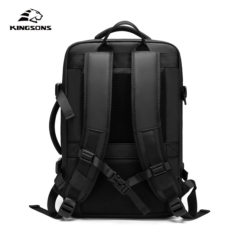 Kingsons men's waterproof travel backpack — back panel